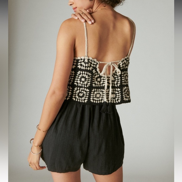 Lucky brand black and white crochet romper - Picture 2 of 9